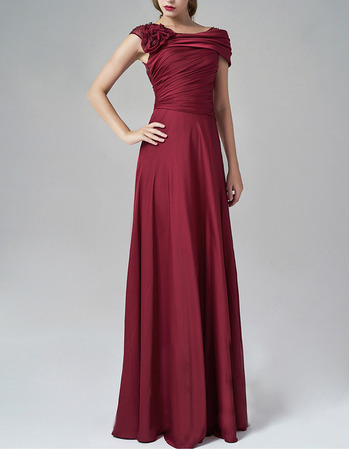 Elegant Asymmetric Red Long Chiffon Formal Evening Dress with Cap Sleeves