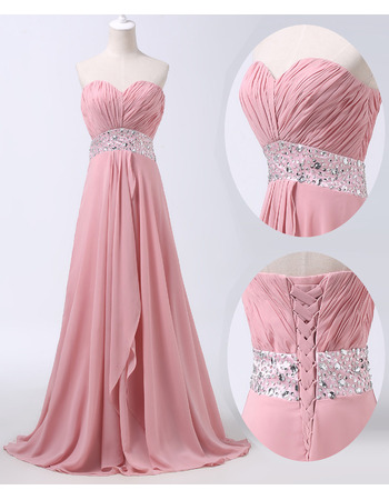 Classy Sweetheart Sweep Train Chiffon Prom Evening Dress