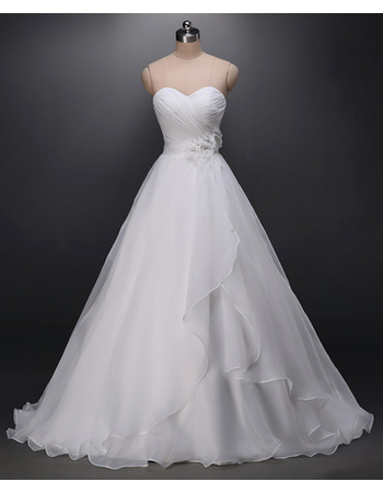 Custom Designer A-Line Sweetheart Floor Length Organza Wedding Dress