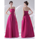 Cheap A-Line Strapless Floor Length Satin Evening Prom Dress for Women