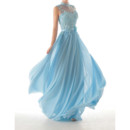 Women's Amazing Sheath High-Neck Floor Length Chiffon Evening Dress