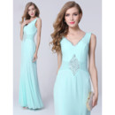 Beautiful Elegant Sheath V-Neck Floor Length Chiffon Evening Dress for Sale