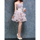 Inexpensive Classy Ball Gown Strapless Short Organza Layered Homecoming Dress