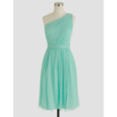 Junior Modest One Shoulder Sleeveless Short Chiffon Homecoming Dress