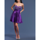 Junior Pretty A-Line Sweetheart Short Satin Beading Formal Homecoming Dress