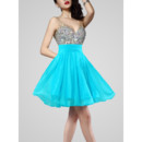 Girls Lovely A-Line V-Neck Open Back Short Chiffon Beading Homecoming Dress