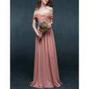 Women's Sexy Off-the-shoulder Floor Length Chiffon Prom Evening Dress