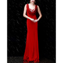 Beautiful Sheath Cowl Sweetheart Floor Length Red Chiffon Formal Evening Dress