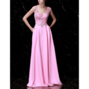 Beautiful V-Neck Sleeveless Long Chiffon Rhinestone Formal Evening Dress