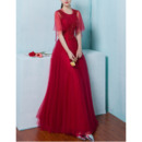 Inexpensive A-Line Sleeveless Floor Length Organza Red Prom Evening Dress