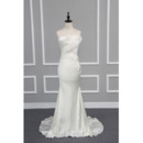 Chic Elegant Sheath Strapless Sleeveless Sweep Train Satin Wedding Dress