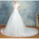 Affordable Stylish Off-the-shoulder Chapel Train Organza Wedding Dress