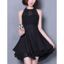 Sexy Halter Sleeveless Short Chiffon Little Black Cocktail/ Homecoming Party Dress