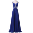 Custom Sweetheart Long Chiffon Rhinestone Lace-Up Prom Evening Dress