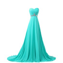 Custom Sweetheart Sweep Train Chiffon Formal Evening Dress