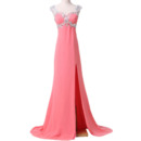 Elegant Sweetheart Sweep Train Chiffon Split Prom Evening Dress