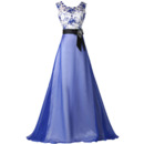 Women's Modern Organza Embroidery Multi-Color Prom Evening Dress with Sashes