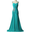 Classic Sheath Sweetheart Sweep Train Chiffon Pleated Formal Evening Dress