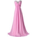 Classic Simple Sweetheart Long Chiffon Lace-Up Formal Evening Dress