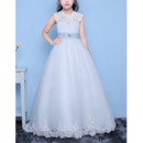 Stunning A-Line Floor Length Organza Flower Girl Dress with Belts