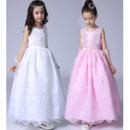 Pretty Ball Gown Ankle Length Satin Lace Flower Girl Dress