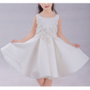 Lovely A-Line Knee Length Satin Flower Girl Dress with Appliques