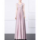 Inexpensive Empire V-Neck Floor Length Satin Formal Evening Dress