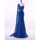 Elegant Sheath One Shoulder Long Chiffon Formal Evening Dress