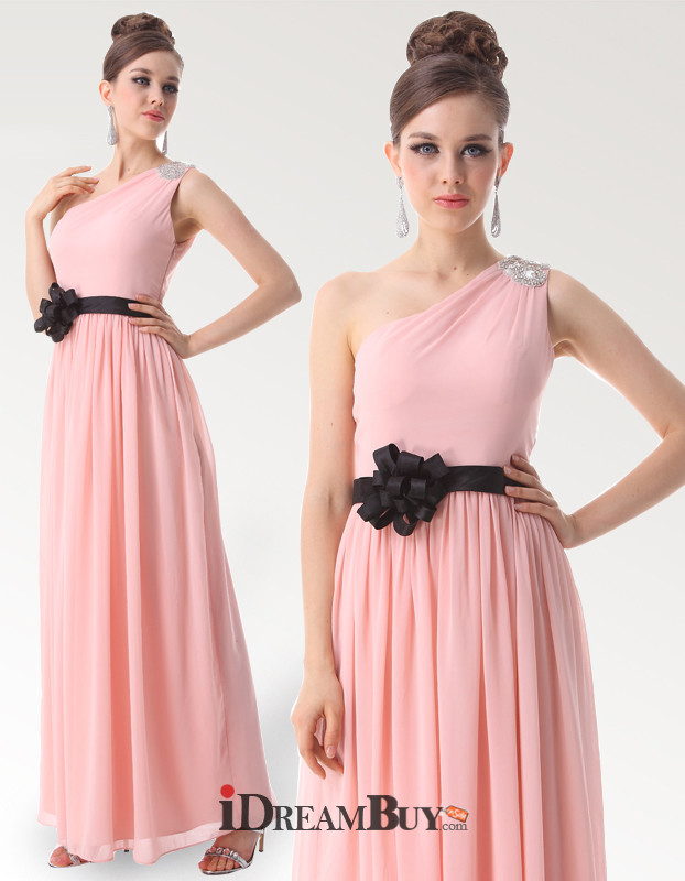 Discount One Shoulder Long Chiffon Bridesmaid Dress for Maid of honour ...