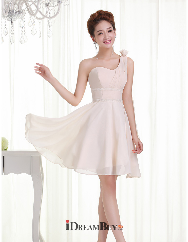 Beautiful One Shoulder Chiffon A-Line Short Petite Wedding Dress for ...