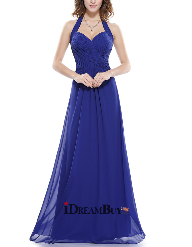 Cheap Simple Halter Sweetheart Long Chiffon Bridesmaid Dress - US$ 89. ...