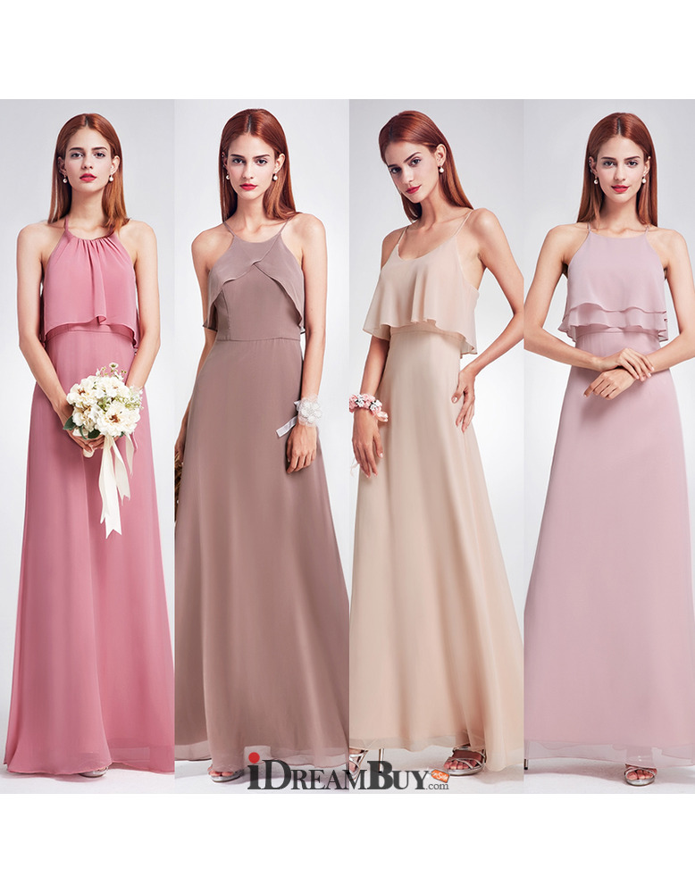 Elegant Spaghetti Straps Long Chiffon Bridesmaid Dress With Different Styles Us 10299 2537